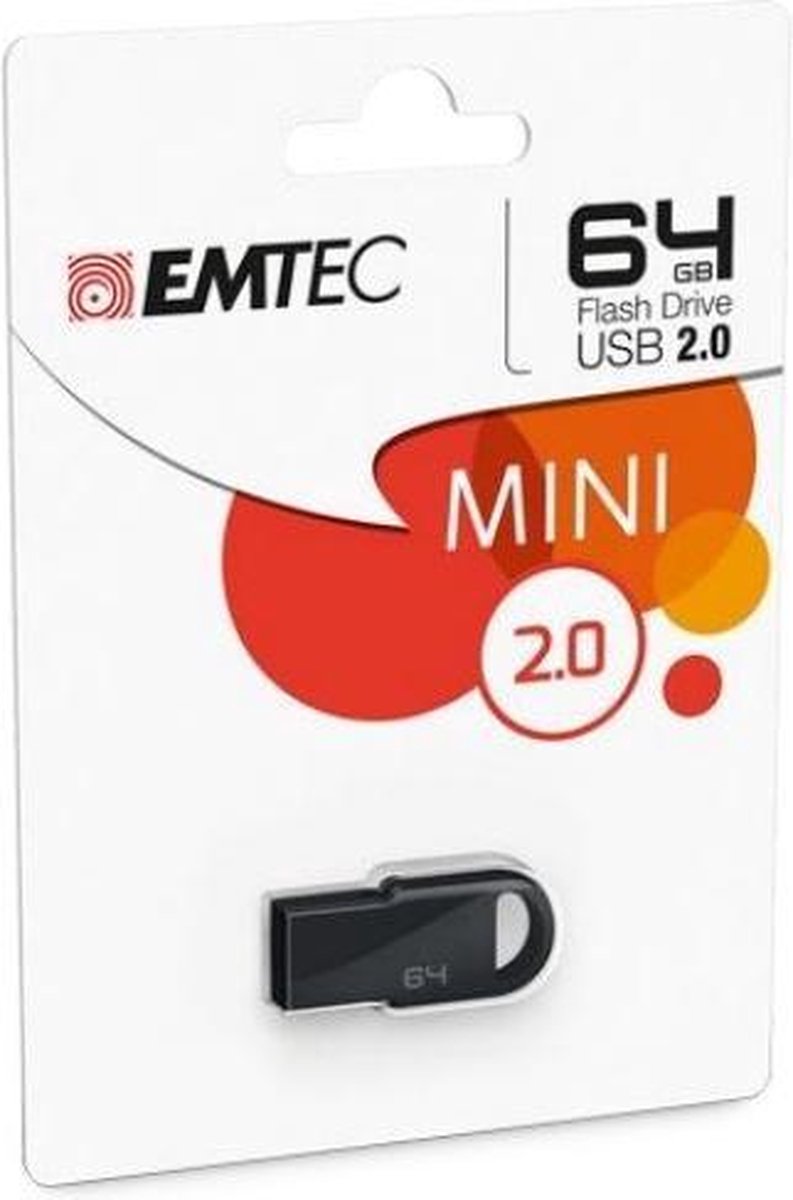Emtec D250 Mini USB flash drive 64 GB USB Type-A 2.0 Zwart