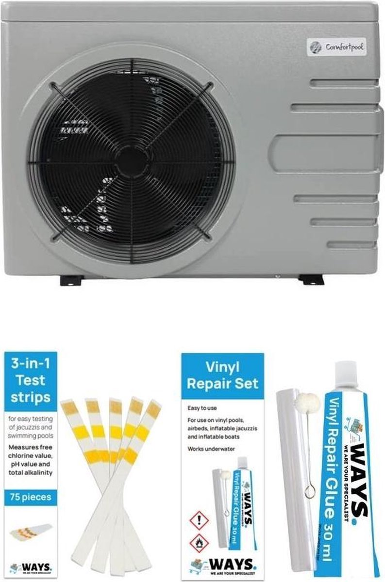 Inverter Pro 8 - Zwembad Warmtepomp & WAYS Combinatieset - 75 Teststrips en Reparatieset