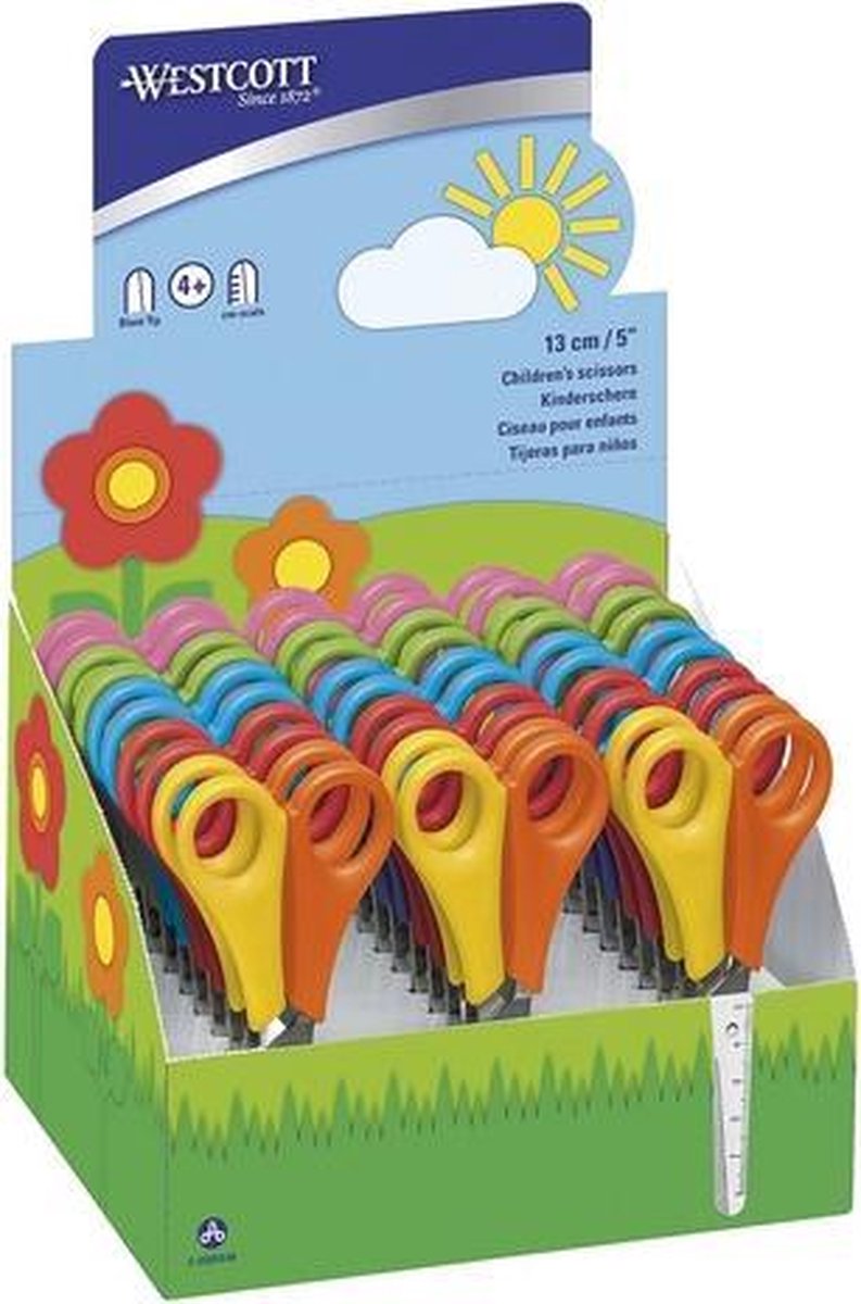 Schaar Westcott Kids cm verdeling ronde punt display 30 stuks assorti