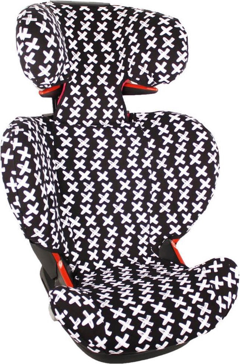 Ukje Hoes voor Maxi-Cosi Rodifix (Airprotect) - Perfect fit - Wit Zwart Kruisje