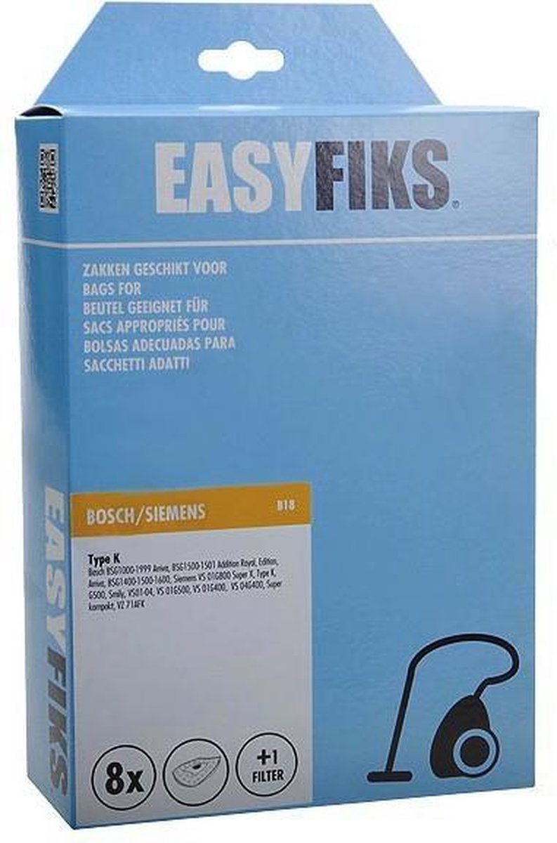 SIEMENS/BOSCH Stofzuigerzakken Smily Type K - 8 stuks