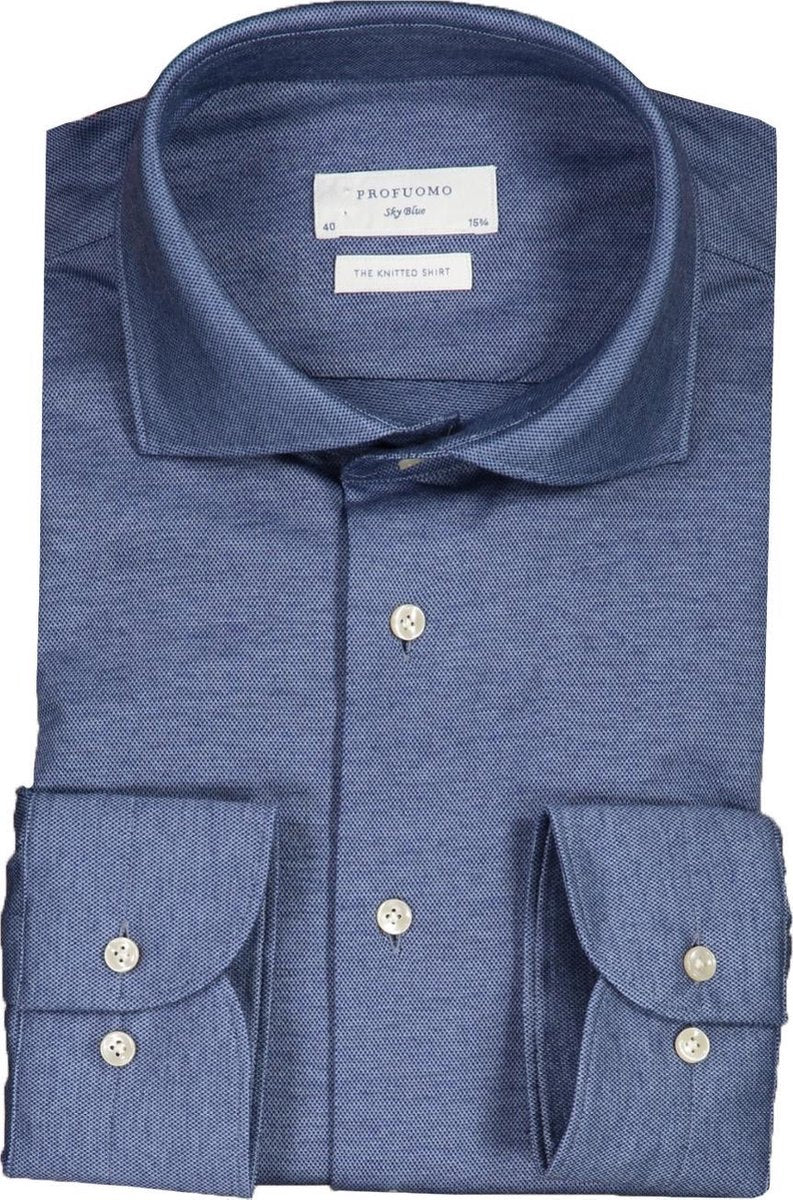 Profuomo   Overhemd Blauw Getailleerd - Maat UK16-EU41 - Heren - Herfst/Winter Collectie - Katoen
