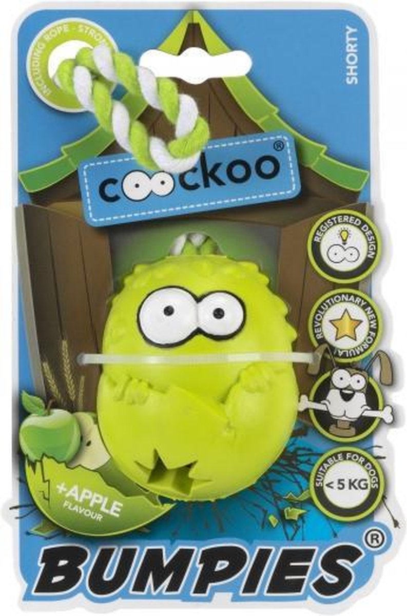 Bumpies met touw shorty apple yellowwish Groen hondenspeelgoedje maat L - 13-30kg