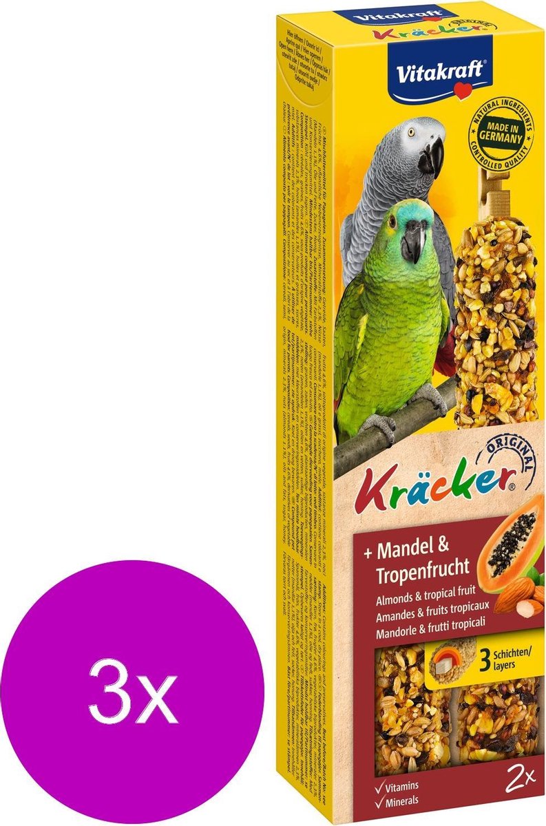Vitakraft Papegaai Kracker - Vogelsnack - 3 x 2 stuks Amazonia
