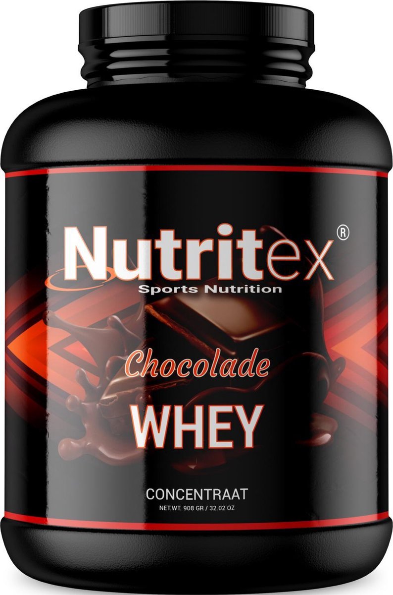 Nutritex© Premium Whey Proteine Shake - 100% Hulpstofvrij - Extra BCAA's - 908 Gram - Chocolade