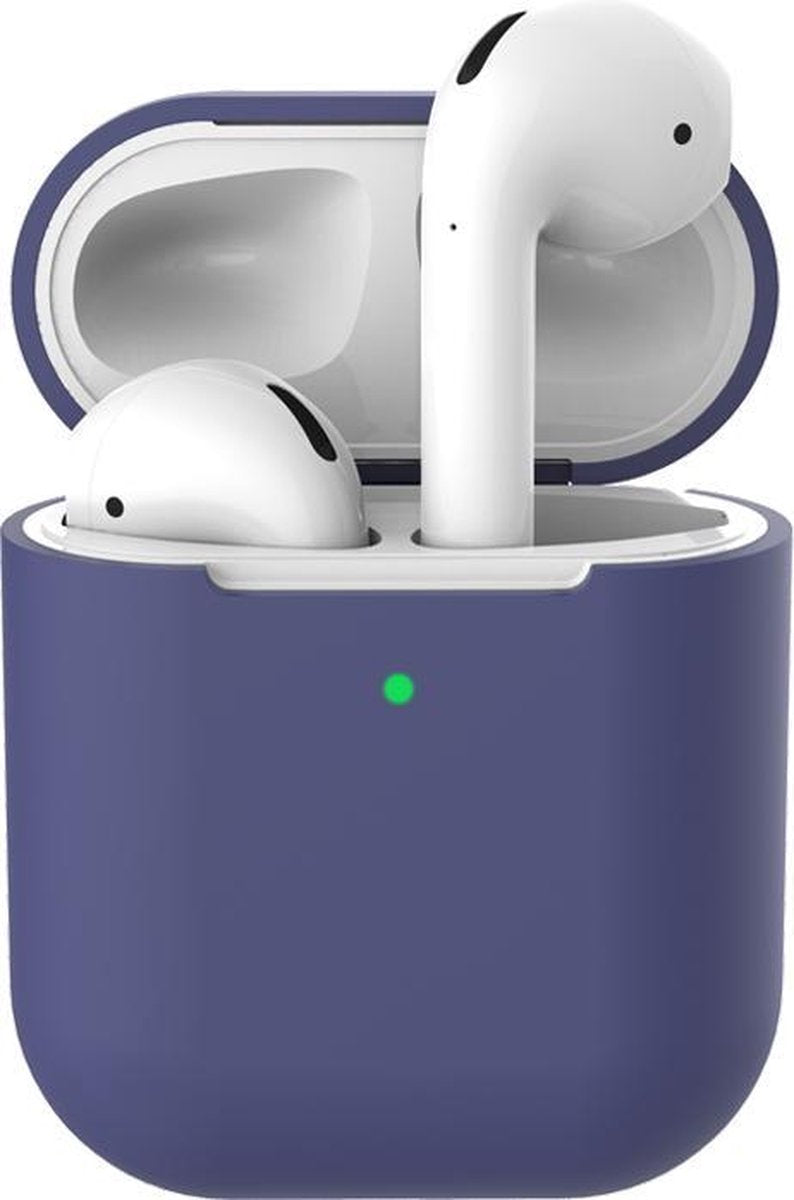 Beschermhoes voor Apple Airpods - Donker Blauw - Siliconen case geschikt voor Apple Airpods 1 & 2