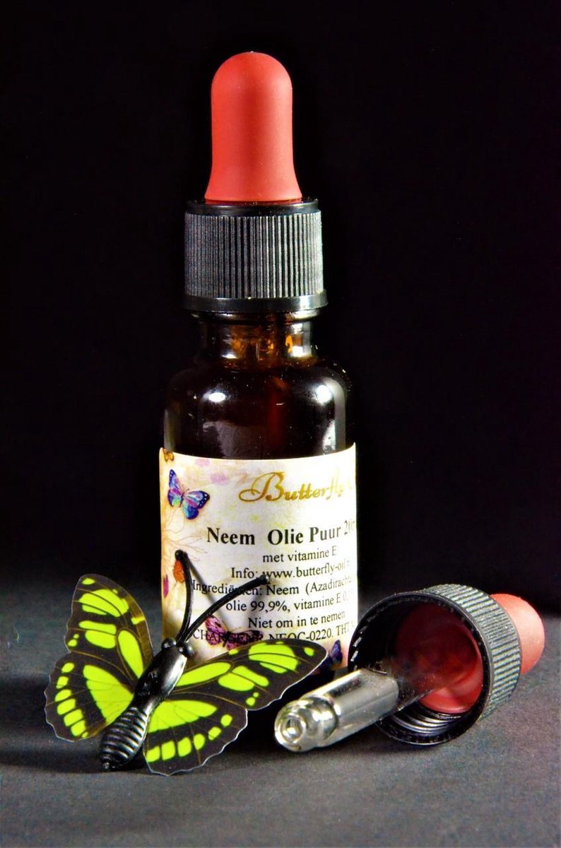 Neemolie Puur 20ml Pipetfles - Koudgeperste en Onbewerkte Neem Olie voor Huid