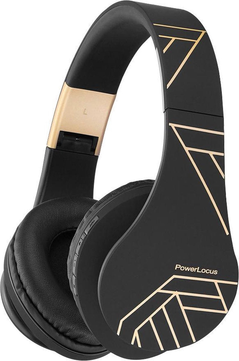 PowerLocus P2 Bluetooth Koptelefoon Over-Ear - Draadloze Hoofdtelefoon - Met microfoon en Premium Draagtas – Zwart/Goud