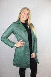 Urban 5884® - Janice 107- 3 kwart Lams Leren Jas Schuin ritssluiting Groen  - L