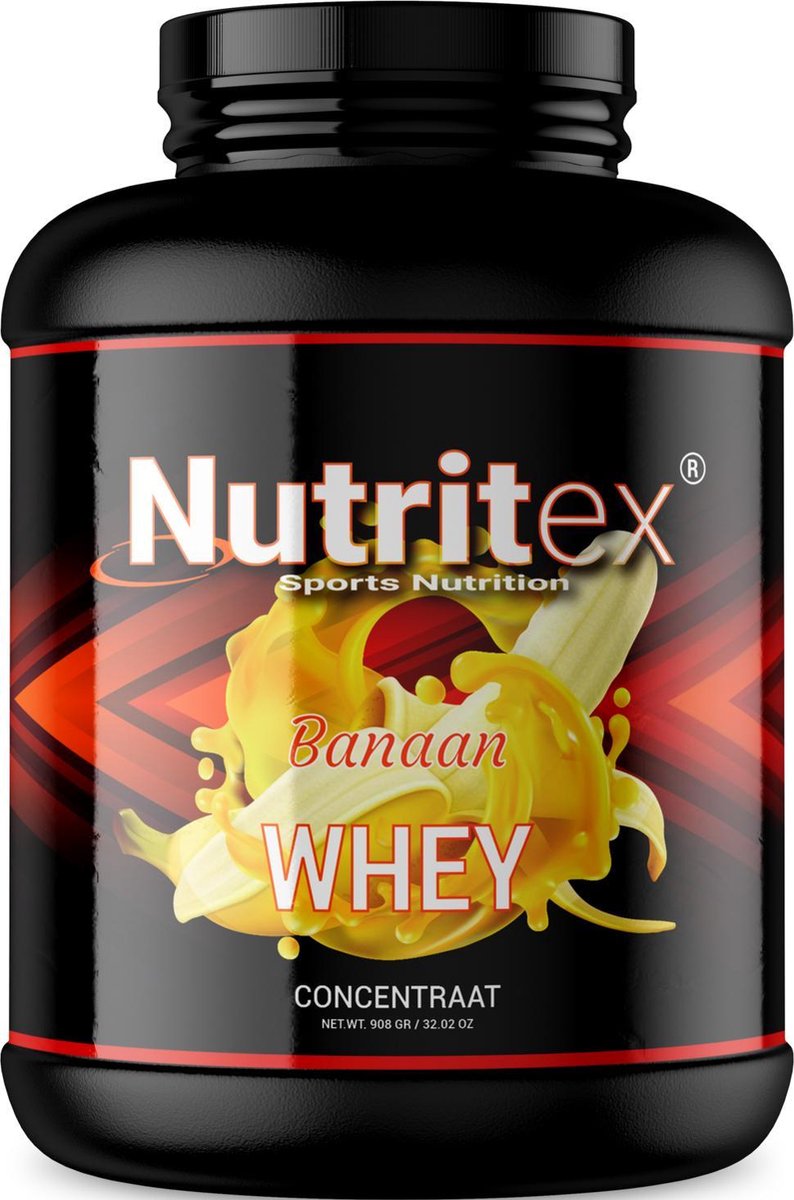 Nutritex© Premium Whey Proteine Shake - 100% Hulpstofvrij - Extra BCAA's - 908 Gram - Banaan