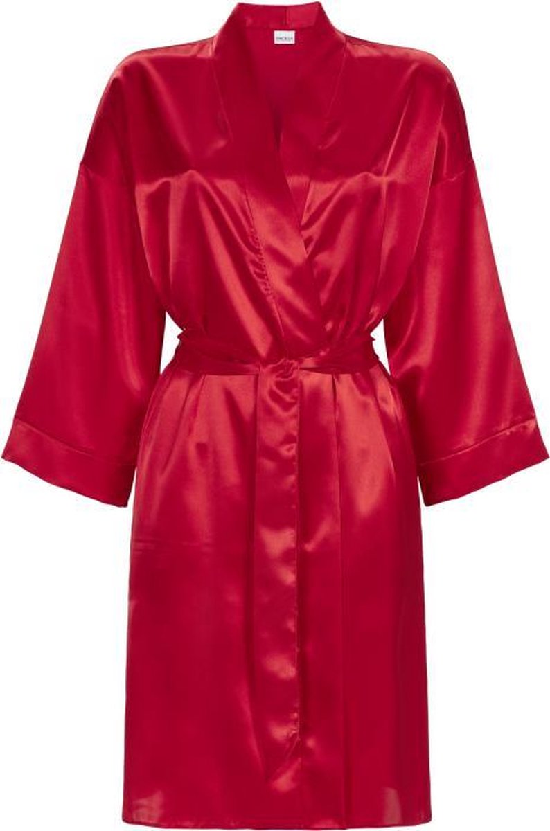 Ringella badjas / kimono - zwart - 100% satijn - 46