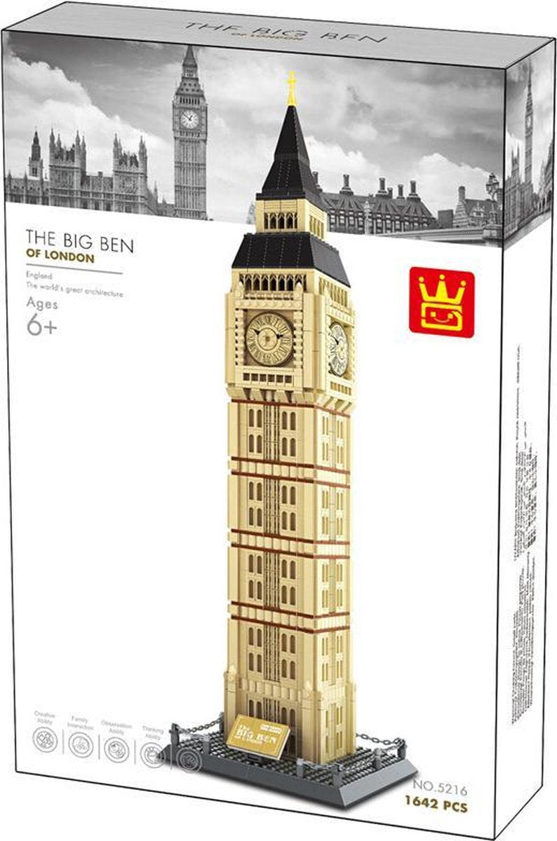 WanGe Architecture - Big Ben of London - 1666 Onderdelen - Lego Compatibel - Bouwdoos