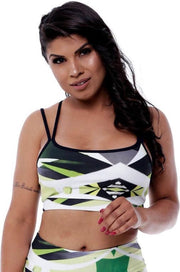 Dames sport BH top – sporttop – uniek graffiti ontwerp van Zurik – Model Spider met Spaghettibandjes – Maat M