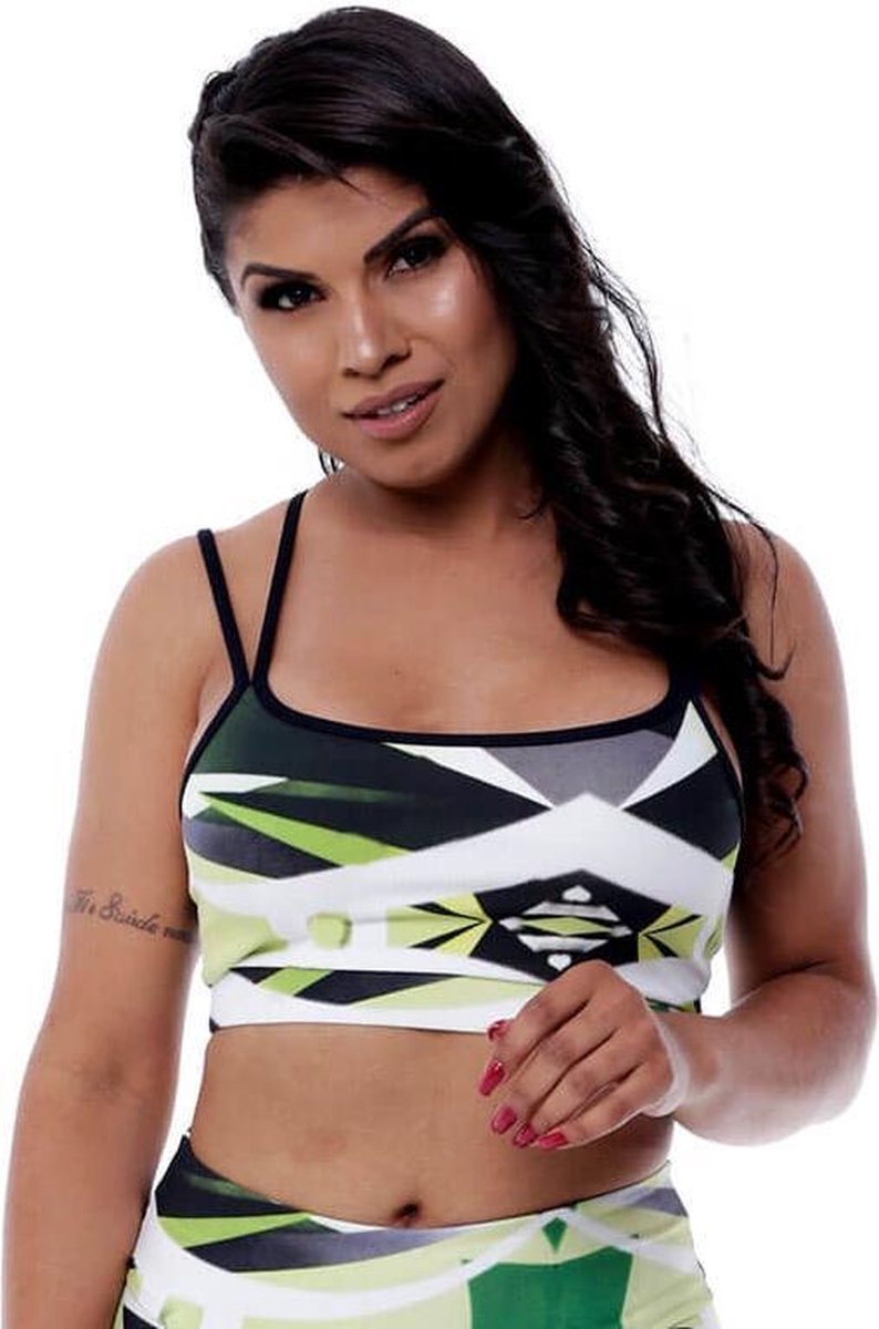 Dames sport BH top – sporttop – uniek graffiti ontwerp van Zurik – Model Spider met Spaghettibandjes – Maat M