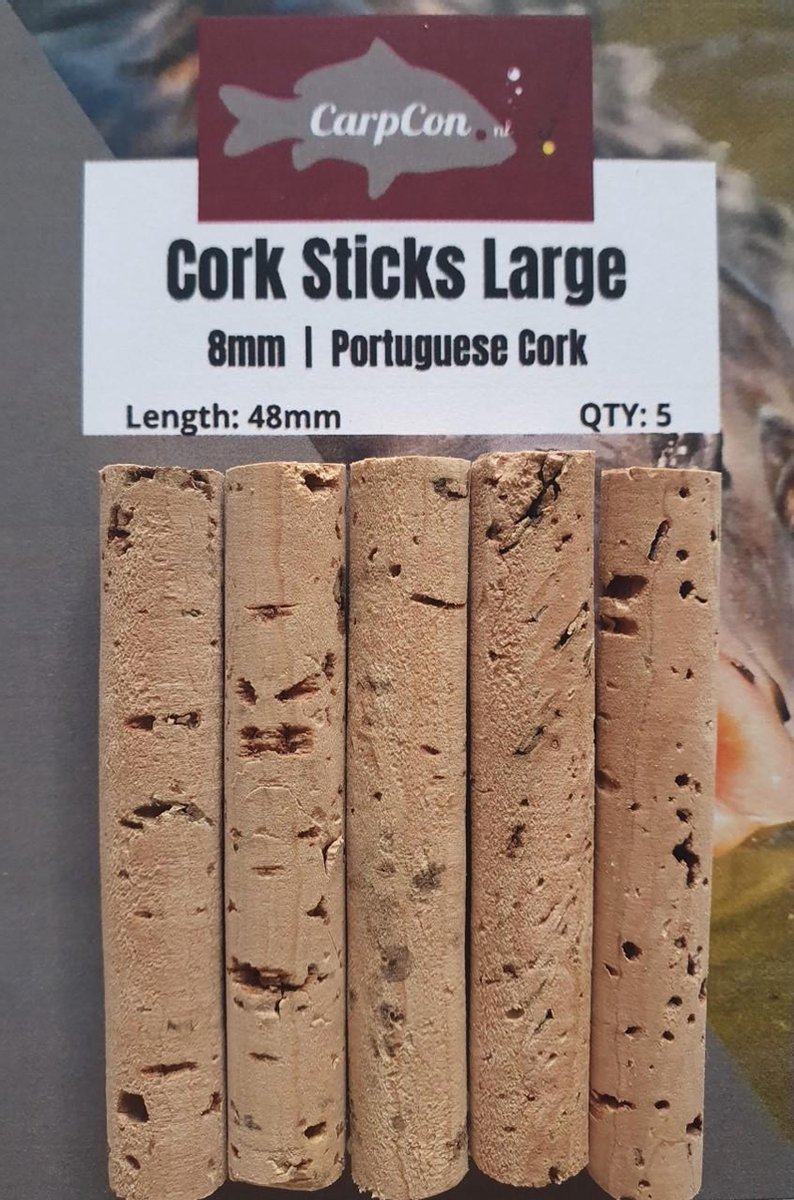 Cork Sticks 'Large' - 8mm - 5 stuks - Portugese Kurk Sticks voor Uitbalanceren van Pop-Up