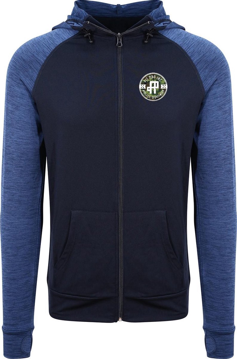 FitProWear Contrast Sportvest Getailleerd - Blauw - Maat S - Heren - Sportkleding - Trainingskleding - Polyester - Dri Fit - Vest - Zoodie - Hoodie - Sportvest - Getailleerd vest - Slim-Fit - Fitnesskleding