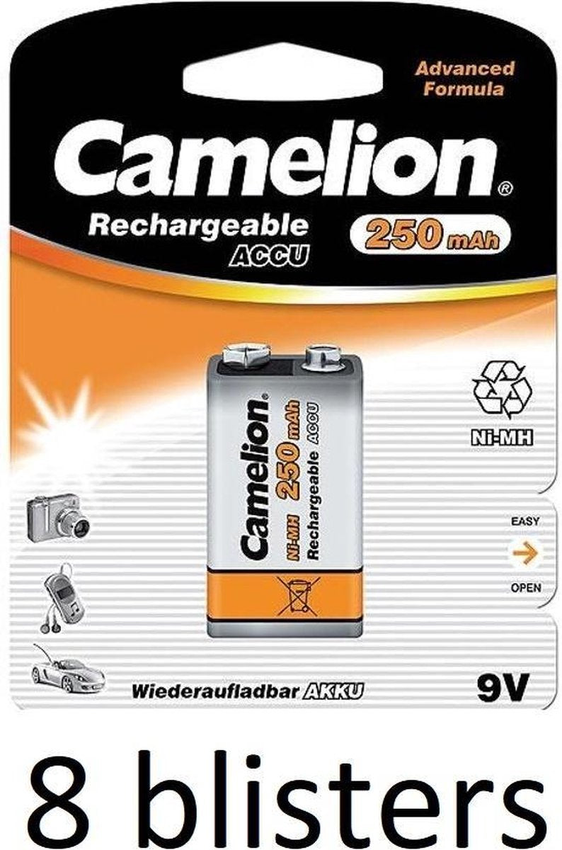 Camelion oplaadbare 9v batterij (NiMH) - 8 stuks