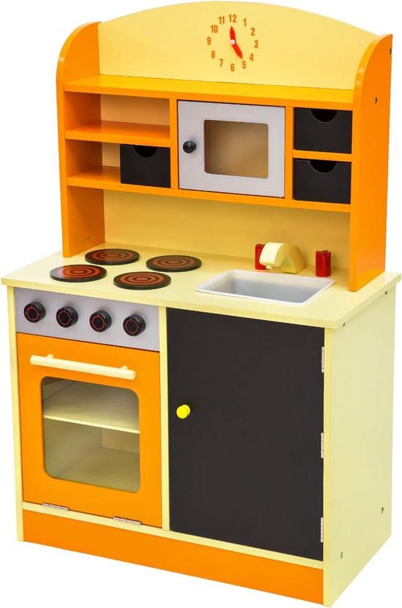 Kinderkeuken Speelkeuken uit hout speelgoed oranje 401234