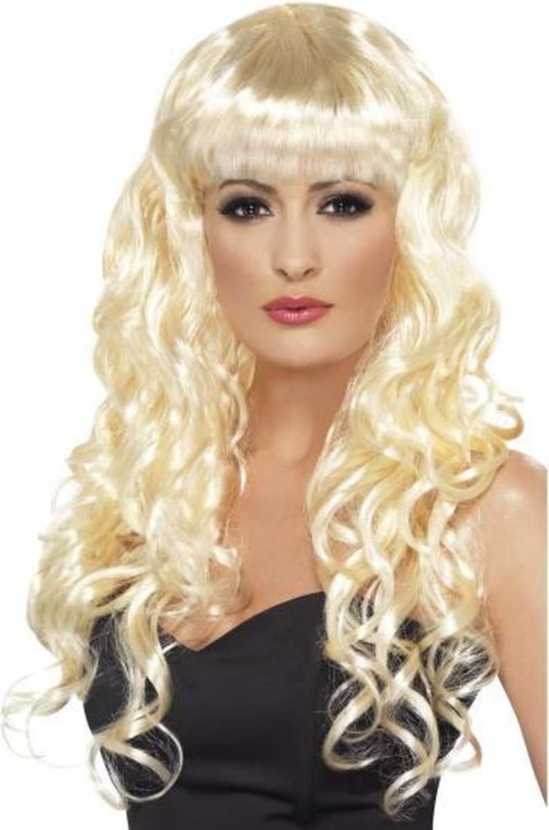 Blonde damespruik met krullen