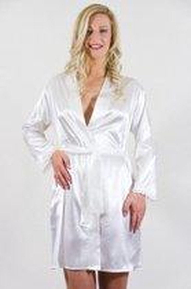 Langere Satijnen Kimono Maat: M-ecru