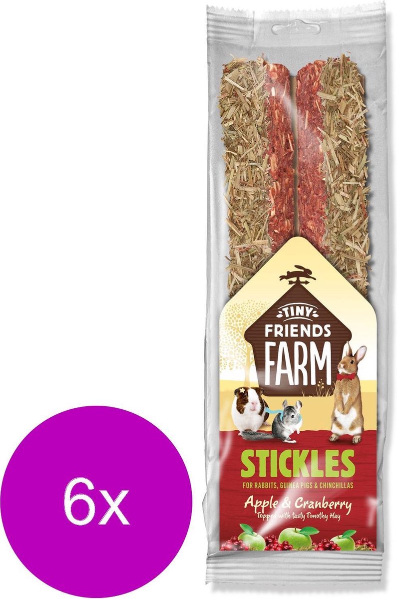 Supreme Tiny Friend Farm Stickle 100 g - Knaagdiersnack - 6 x Appel&Cranberry