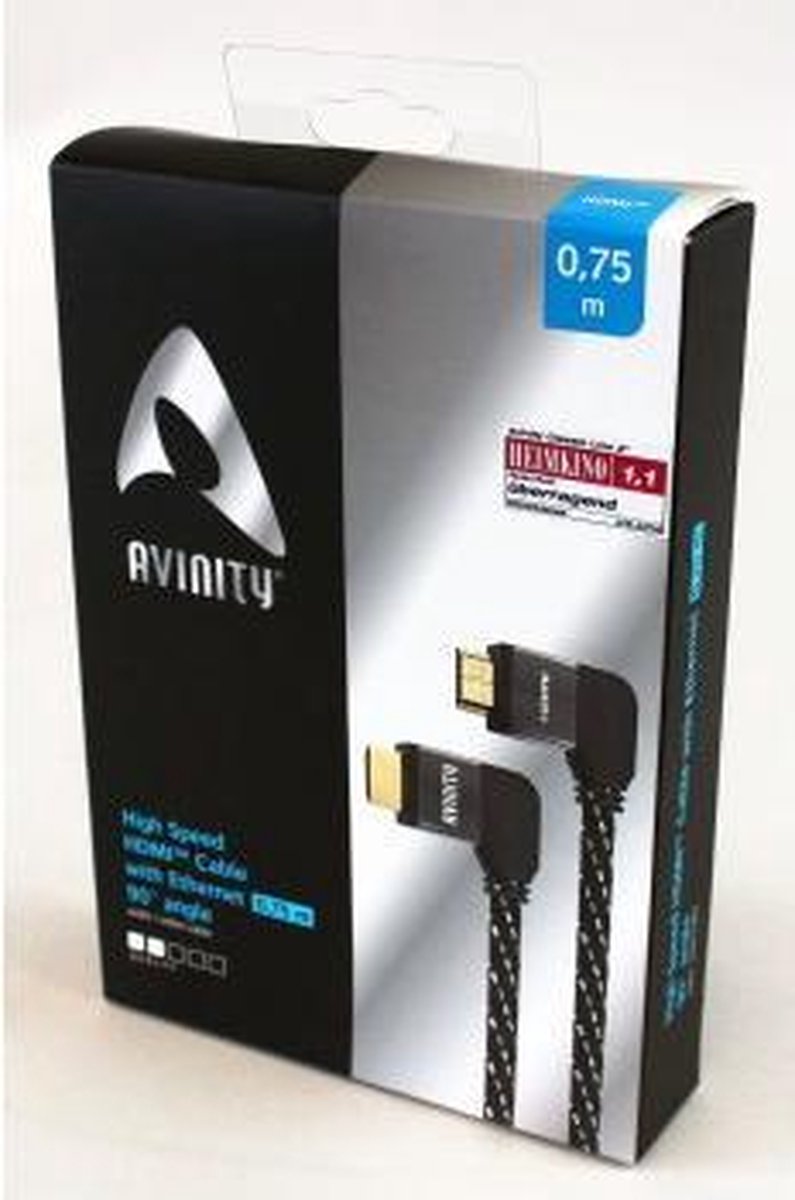 Avinity Hdmi Kabel Met Ethernet 90° Connector 0.75M Verguld