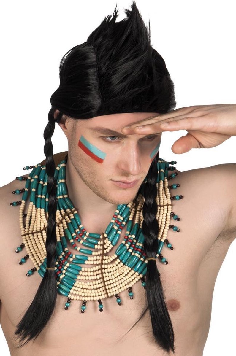 "Blauwe indianen ketting voor mannen  - Verkleedattribuut - One size"