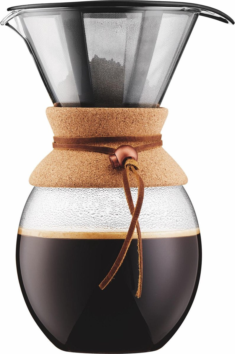 Cafetiere met goudkleurig filter