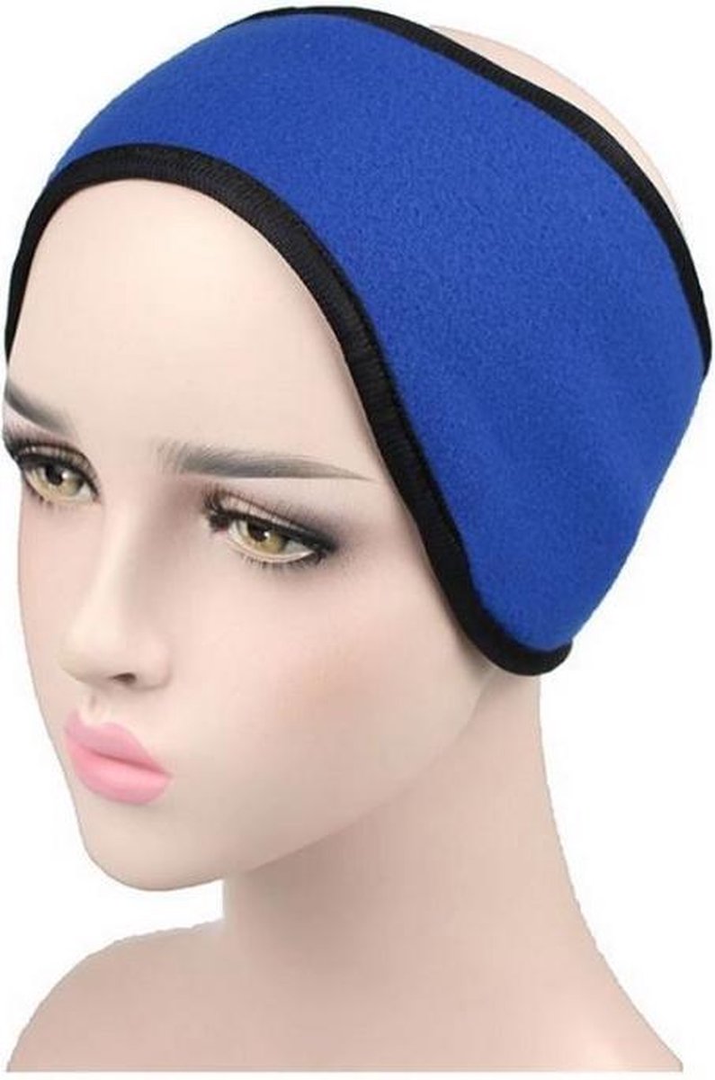 Hoofdband - Oorwarmer - Earmuffs - Fleece - Wintersport - Sport - Klittenband - Blauw
