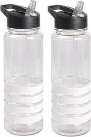 2x Transparant/witte drinkflessen/waterflessen met draaglus 750 ml  - Sportfles