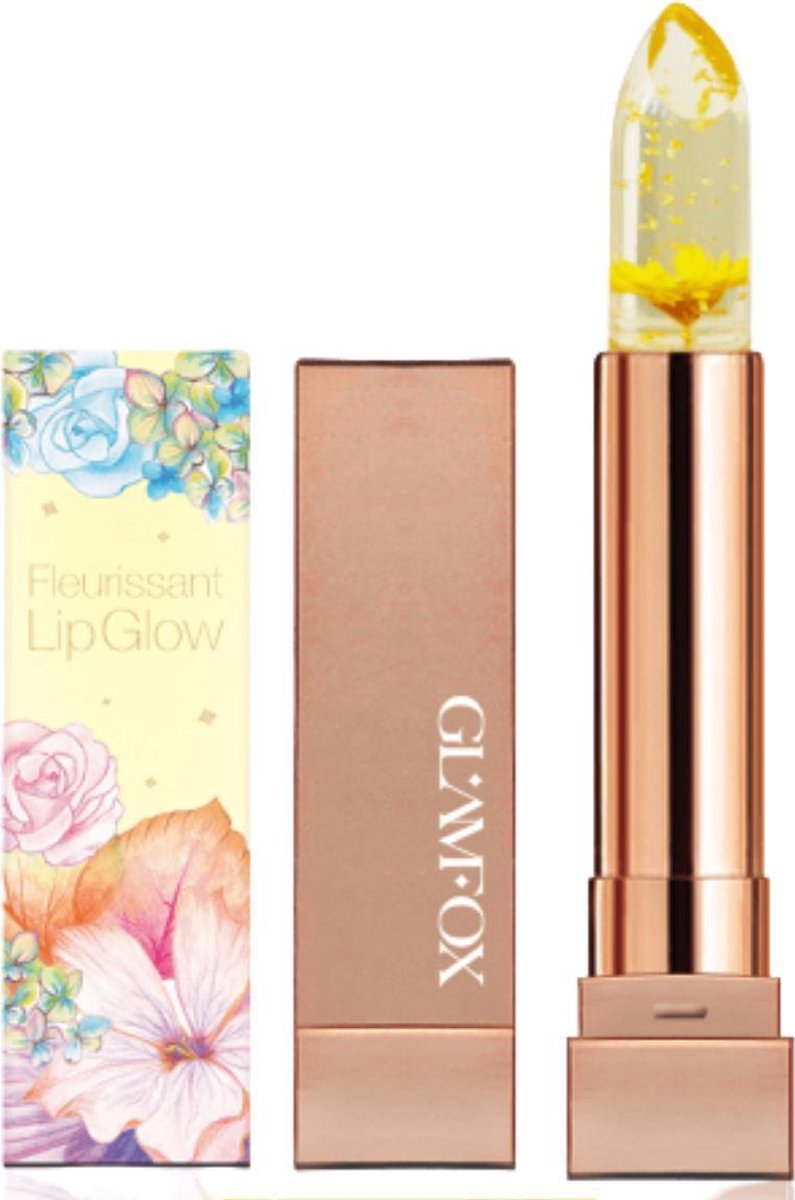 Glamfox Honey Flower Lipstick - Honing Bloem Lippenstift met Goudkorrels - Lip Plumper - Make Up