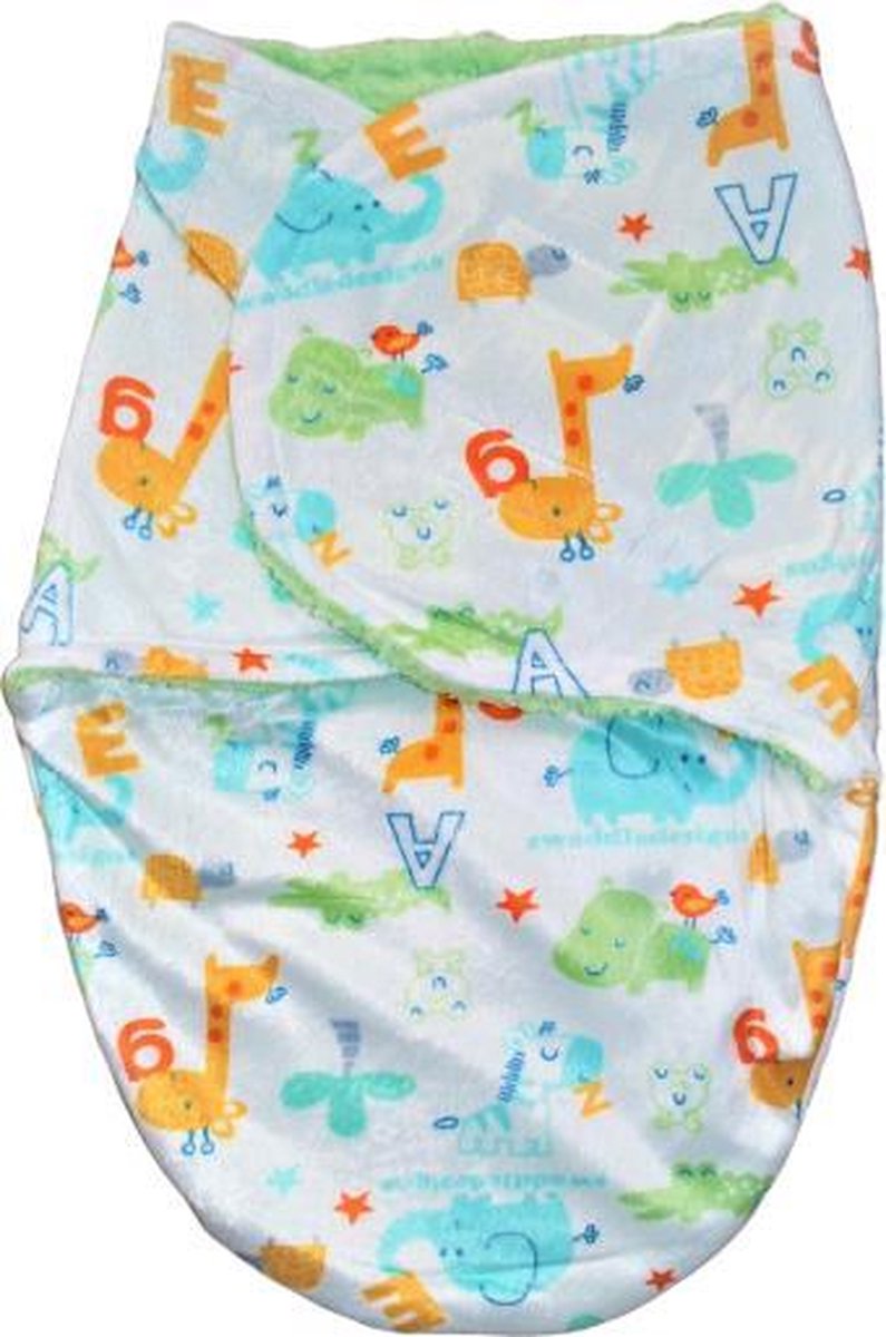 Baby winter inbakerdoek fleece diertjes groen | Inbakerdoek pasgeborene newborn | baby slaapzak meisjes - jongens | wrap slaapzak | Winter slaapzak Baby 0-3 maanden | Babykamer