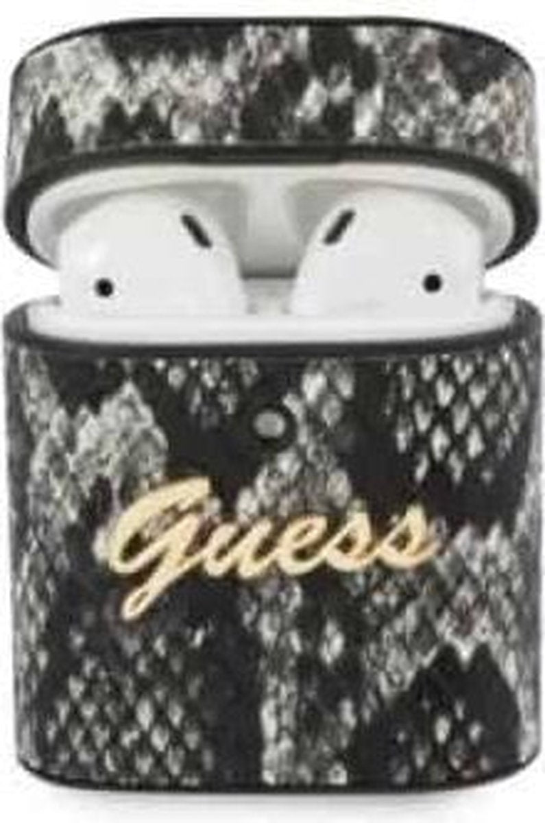 GUESS Python Snake Skin Apple AirPods Case Hoesje - Zwart