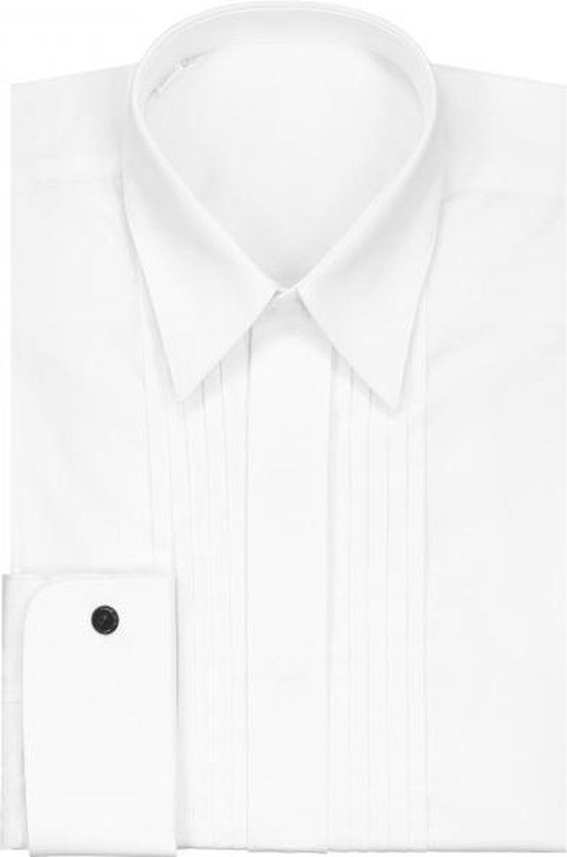 GENTS | Smoking Overhemd Heren Volwassenen plat plisse 0035 Maat S7 37/38 | Extra Lange Mouwen