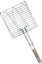 visgrill 28x28cm visgrill - vishouder met houten handvat verchroomd staal
