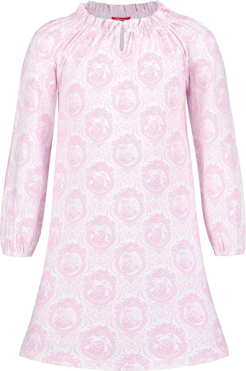 Exclusief Luxueus Kinder nachtkleding Luxe mooi zacht roze Girly Nachthemd van Hanssop met verfijnde rand details en luxe hals verwerking