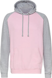 Awdis Gewoon Hoods Volwassenen Unisex Two Tone Hooded Honkbal Sweatshirt/Hoodie (Babyroze/Heather Grey)