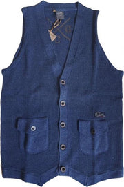 Vanguard blauw slim fit gilet katoen valt kleiner - Maat L