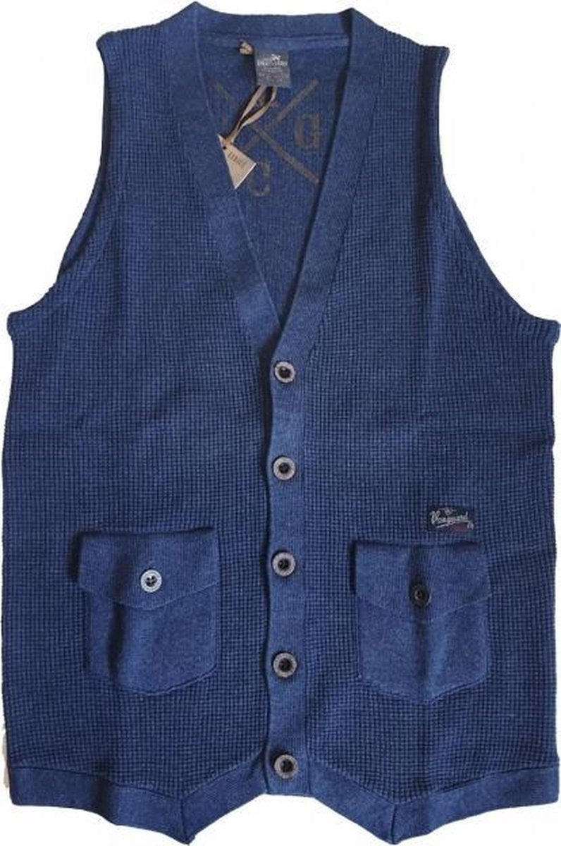 Vanguard blauw slim fit gilet katoen valt kleiner - Maat L