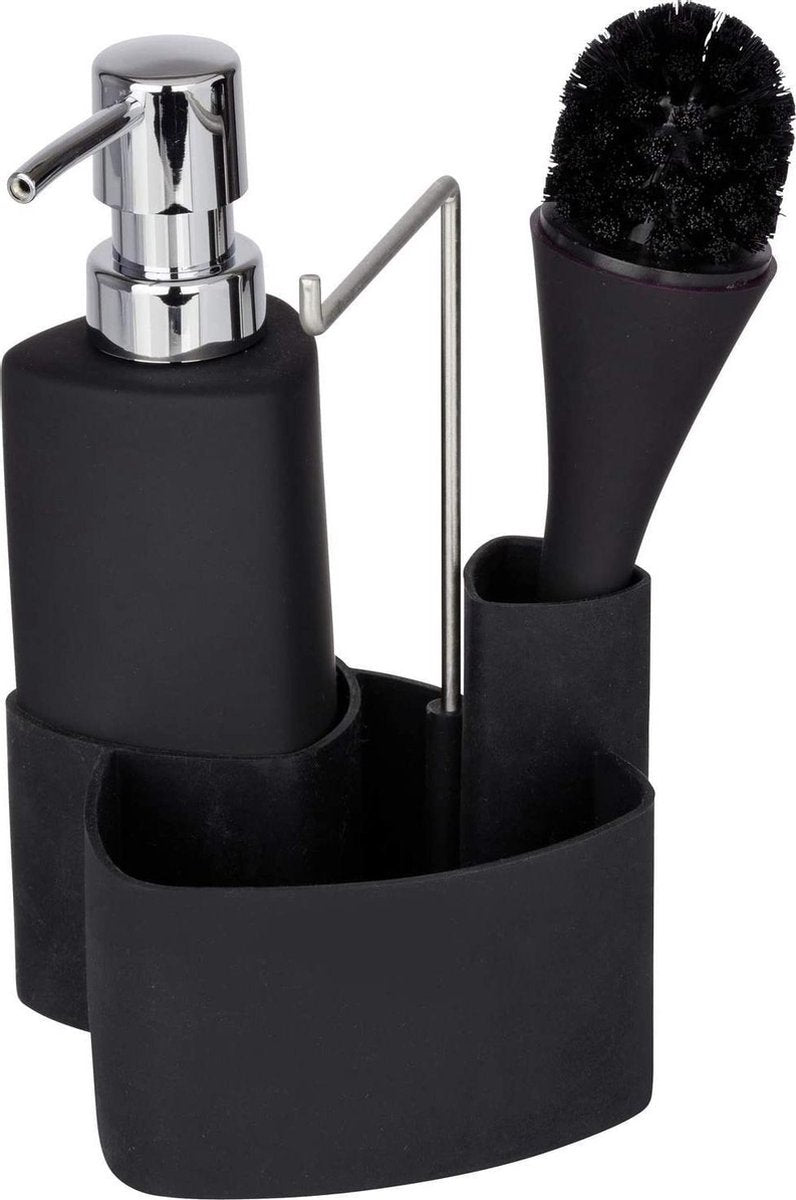 Afwas set | Keukenaccessoires | Zeepdispenser | Vaatdoekhouder | Afwasborstel | 250 ml | 11x19x12