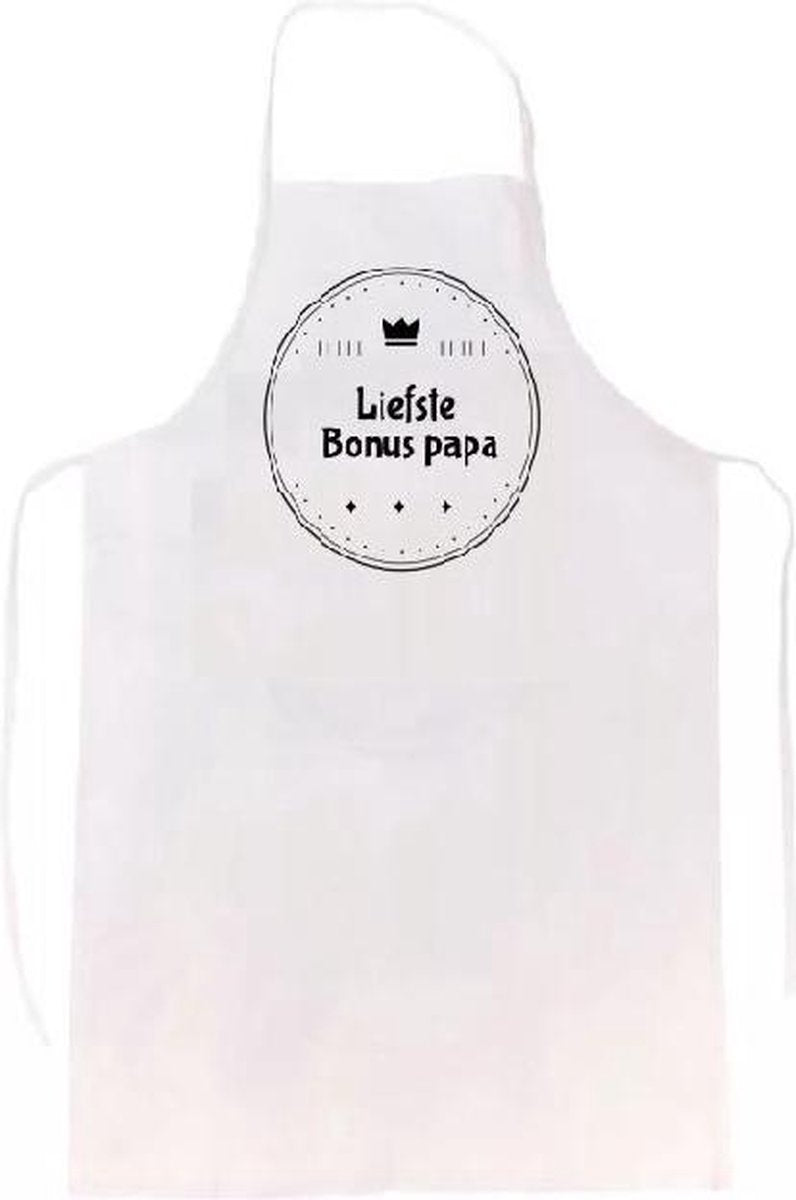 Liefste bonus papa keukenschort | verassing - feestdag - verjaardag - geschenk - gift - kado - cadeau - barbeque - barbecue - chefkok - keuken - schort - eten - bbq - vlees - familie