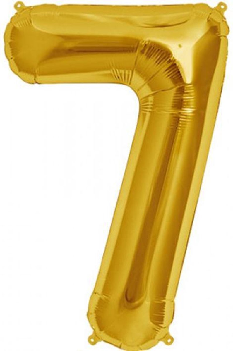Folie Ballon - Cijfer 7 Goud Met Rietje |Verjaardag/Birthday | Party | Jubileum |