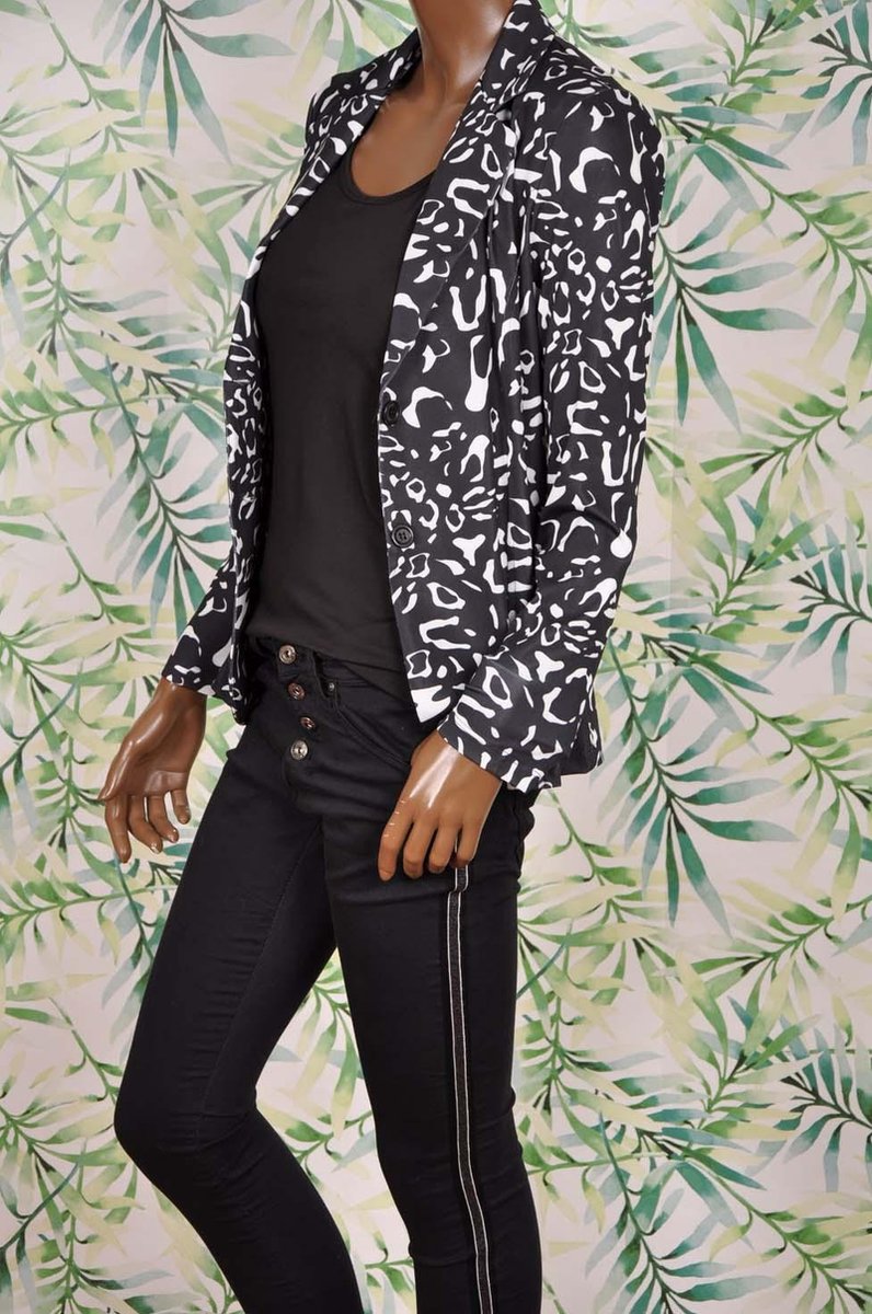 Travelstof blazer ZWART/WIT van TRIPLE NINE - Maat S