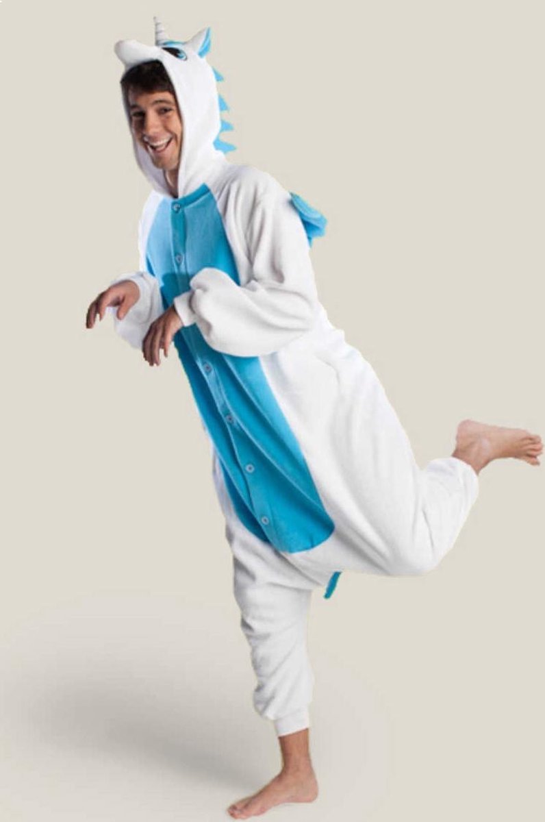 KIMU Onesie Pegasus baby pakje eenhoorn wit blauw unicorn - maat 68-74 - eenhoornpakje romper pyjama