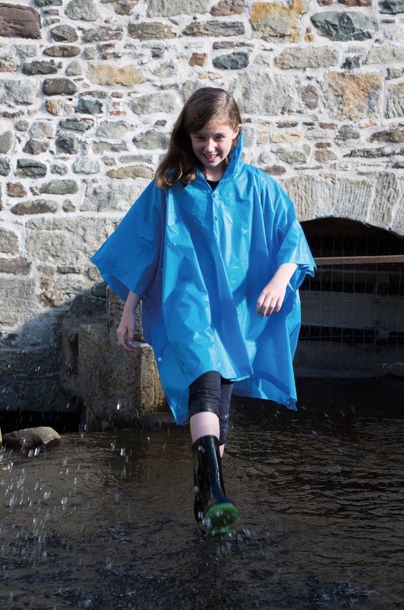 Regencape Poncho voor kinderen Kleur Saphir blauw / in 8 verschillende kleuren