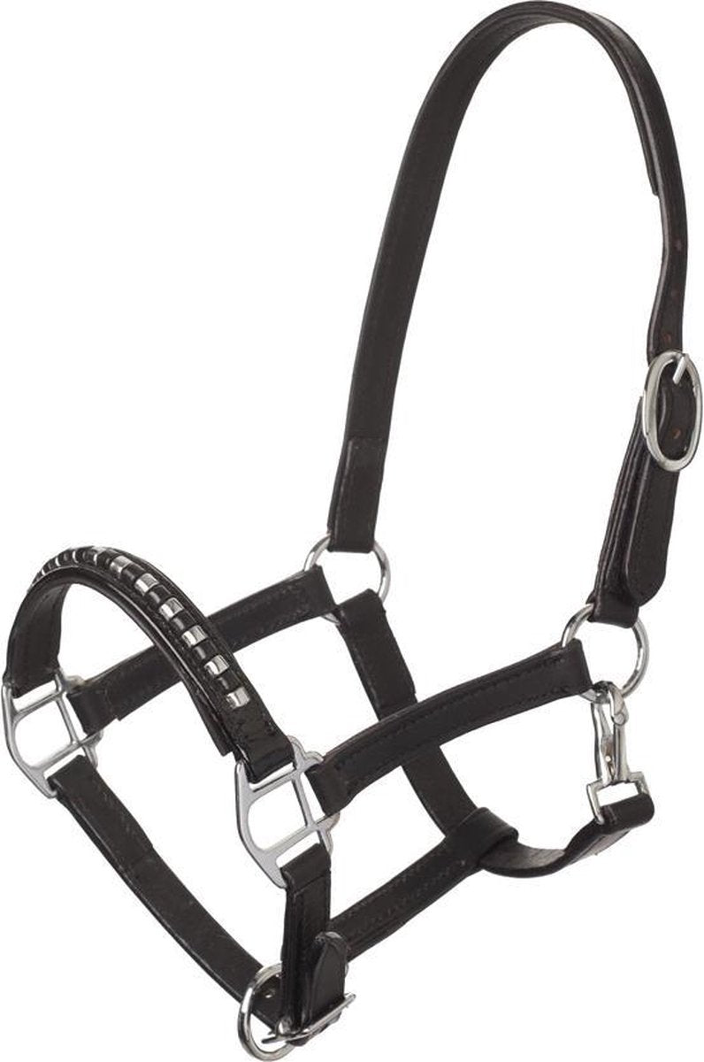 MHS Laklederen Halster met Studs Zwart/Zilver Jaarling