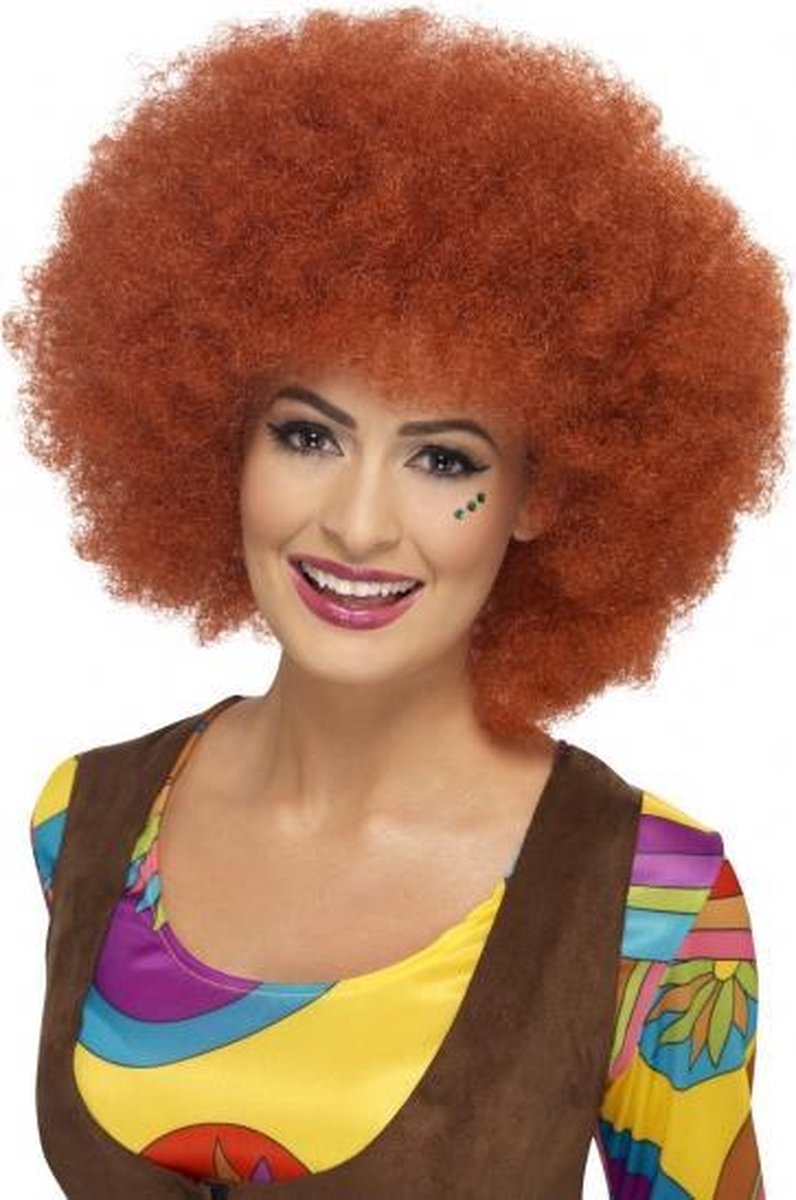 Afro damespruik roodbruin