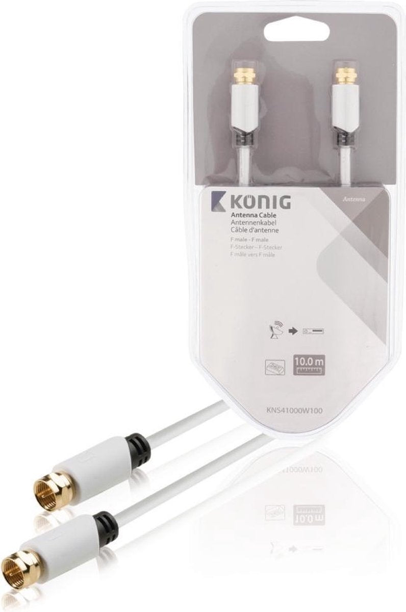 K\xf6nig KNS41000W100 Antennekabel F male - male 10