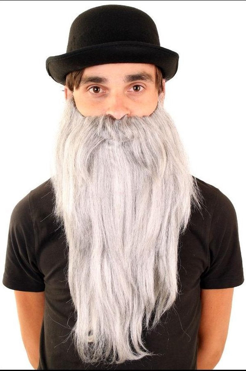 Baard luxe Abraham met snor grijs