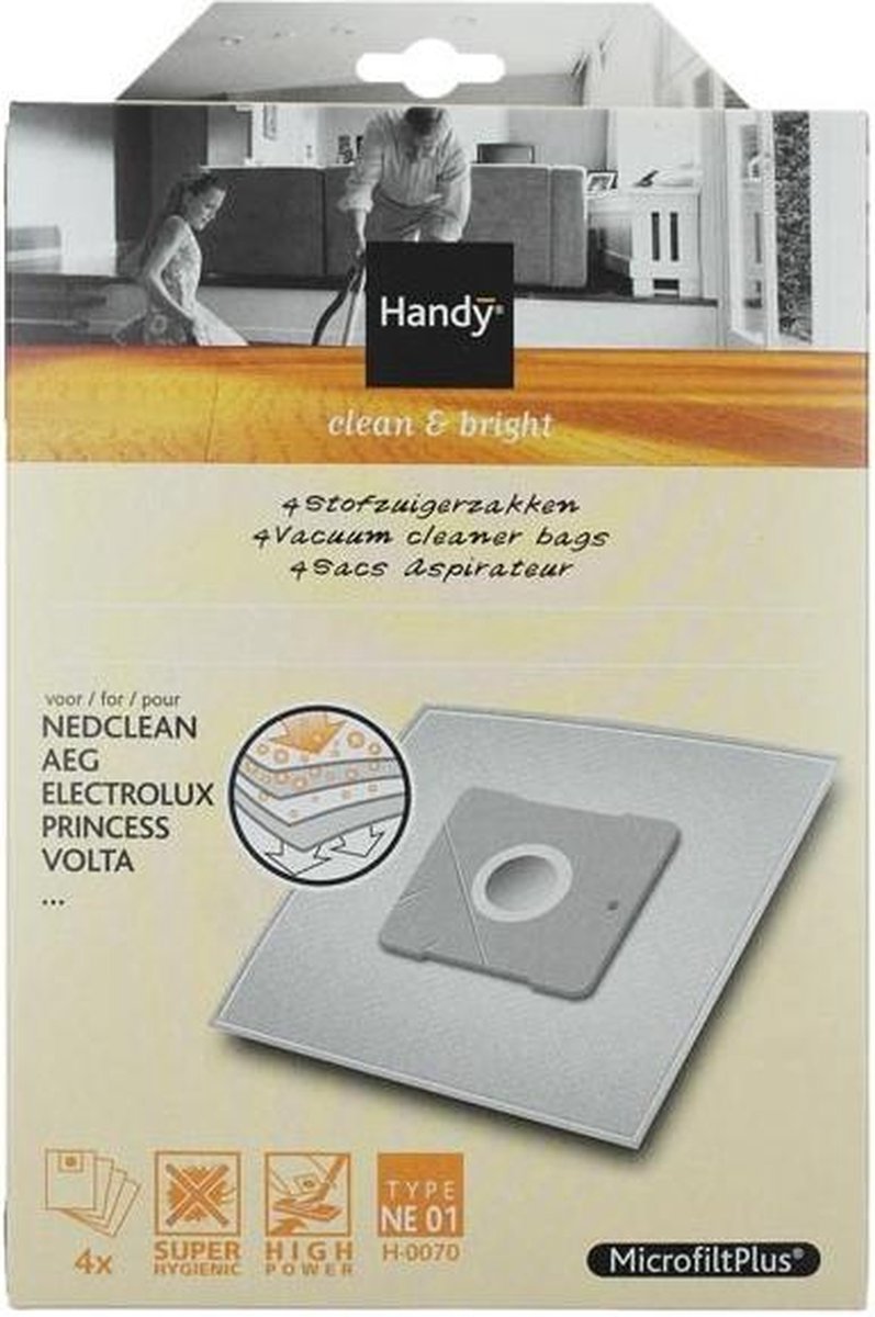 Handy stofzuigerzakken type NE01 Nedclean AEG Electrolux Princess Volta Nilfisk